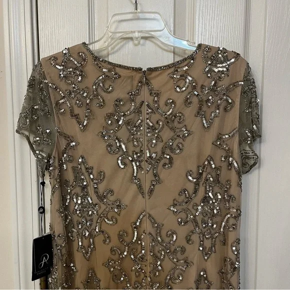 Adrianna Papell Tan and Silver Embellished Dress - Picture 8 of 12